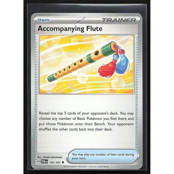 Pokemon TCG - Accompanying Flute - 142/167 - Twilight Masquerade - LP - Picture 1 of 2
